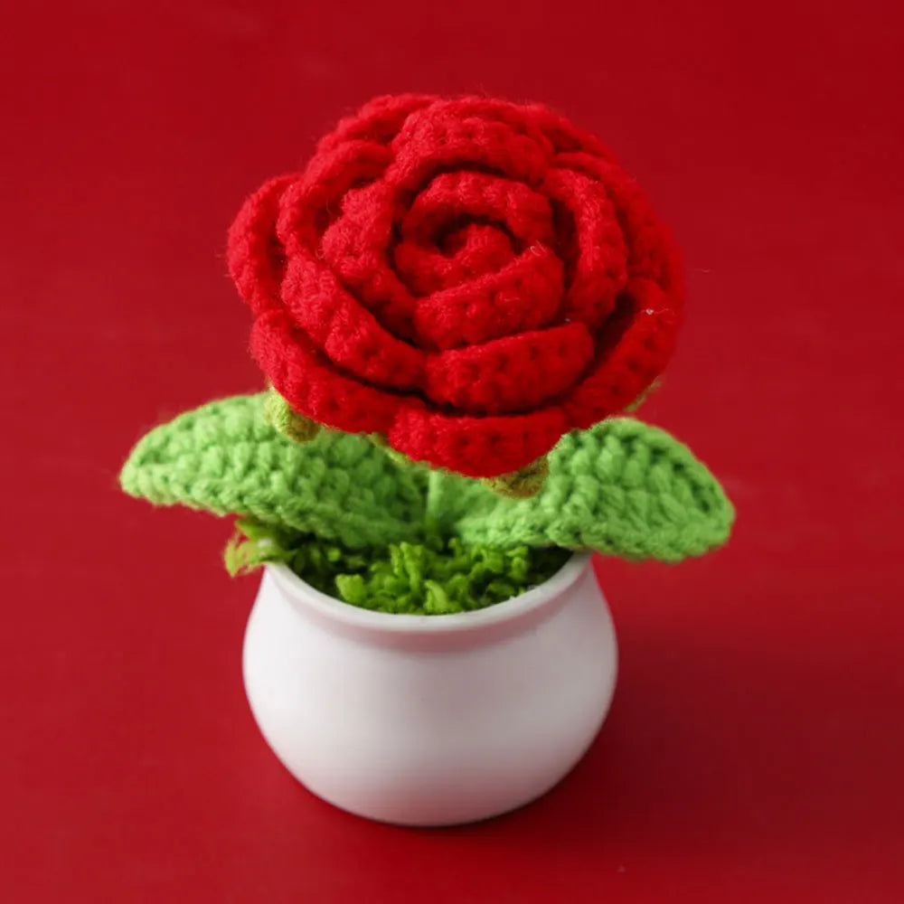 Flores de ganchillo de girasol y tulipán tejidas a mano | Encantadora decoración para el hogar