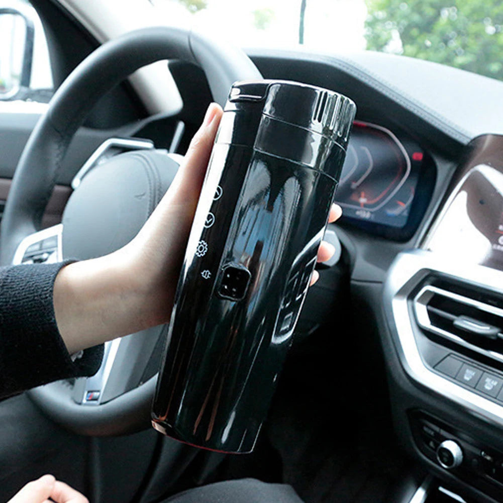 Electric Heated Car Mug with LCD Display | On-the-Go Beverage Warmer