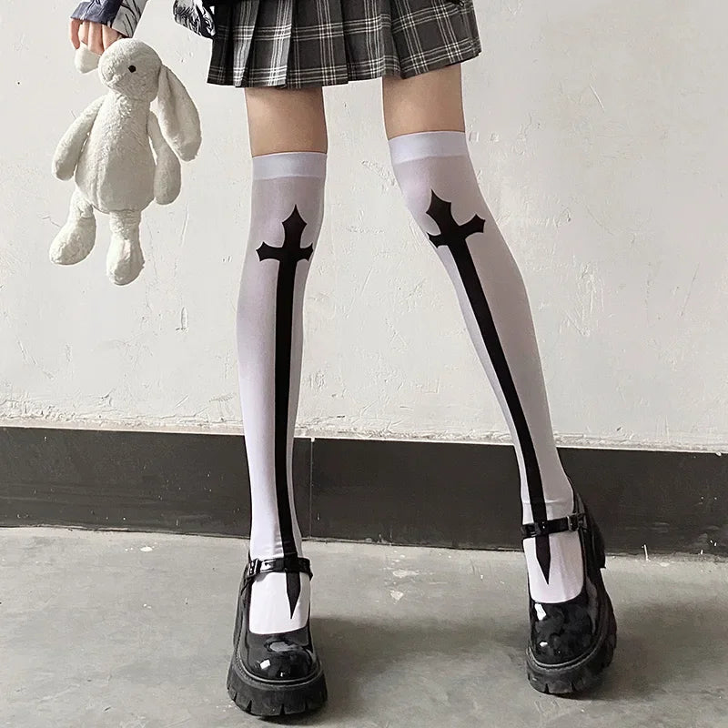 Punk Skull Stockings & Gloves Set | Gothic Cosplay Accessories