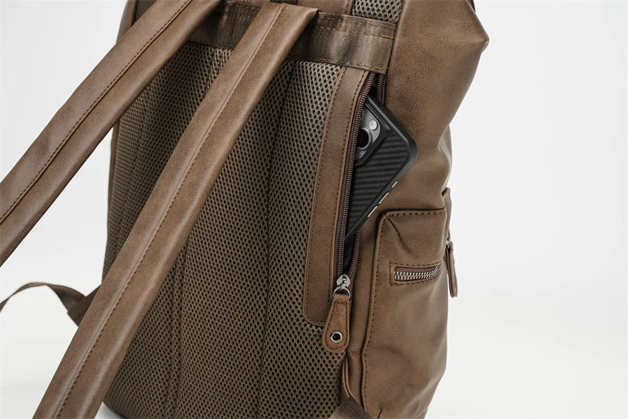 Vintage Luxury PU Leather Backpack | Large Capacity Laptop Bag