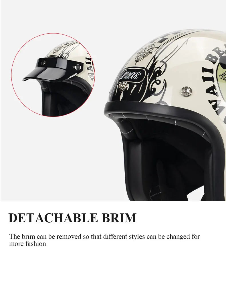 DOT Approved Vintage Motorcycle Helmet | Open Face Riding Gear