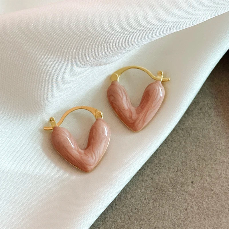 Elegant Wine Red Heart Shaped Drop Earrings | Fashion Jewelry for Women