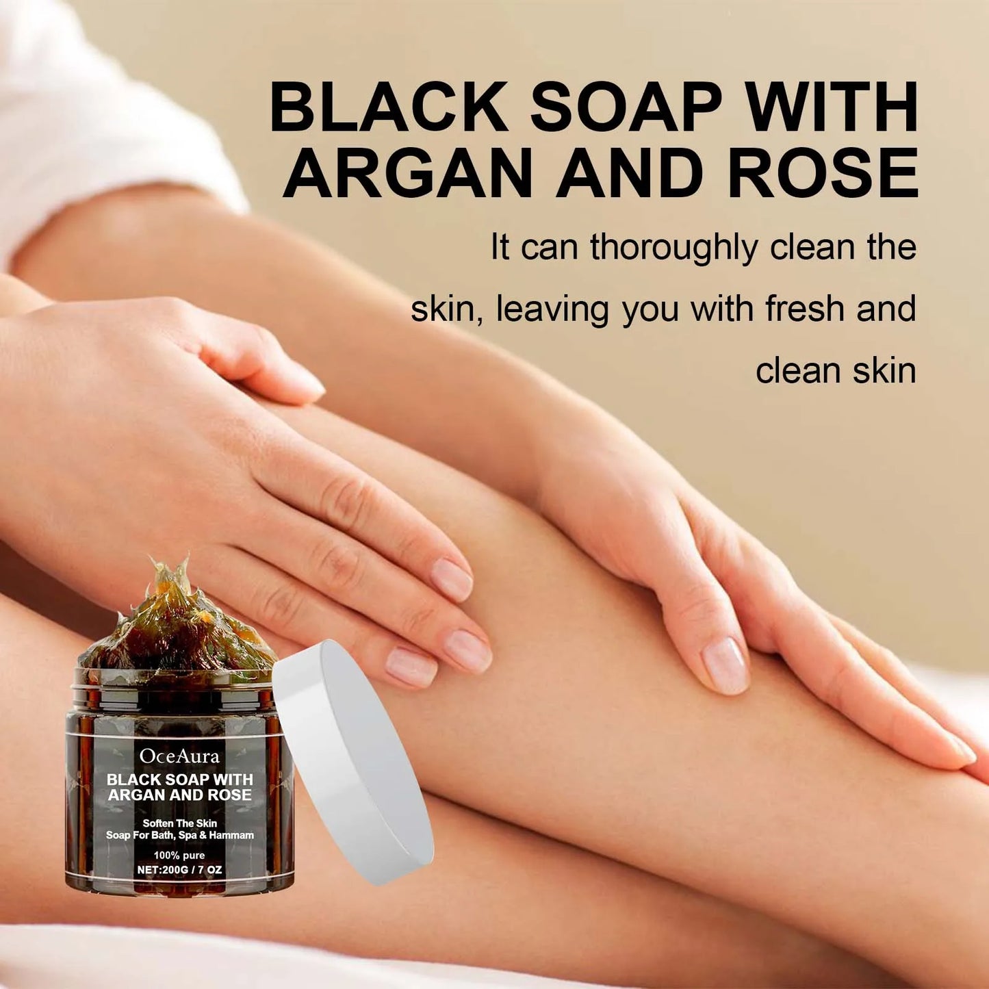 Natural Black Soap with Argan & Rose | Deep Cleansing Exfoliator