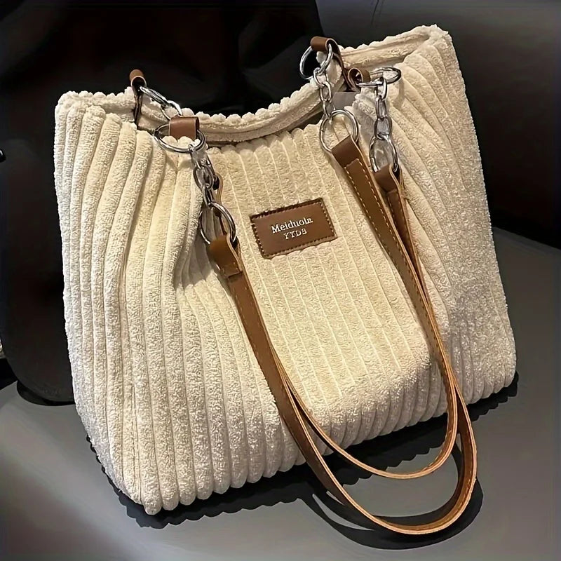 Bolso tote de pana de gran capacidad | Elegante y funcional