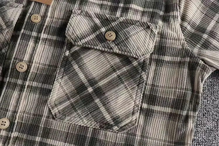 Men's Vintage Plaid Long Sleeve Shirt | Comfortable Corduroy Fashion