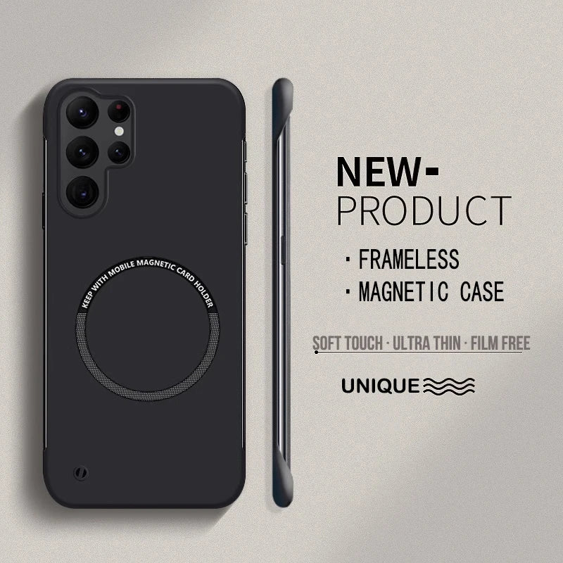 Slim Frameless Phone Case For Samsung S26 S25 Edge S24 S23 FE S22 Plus NOTE 20 Ultra Magsafe Magnetic Matte Cover