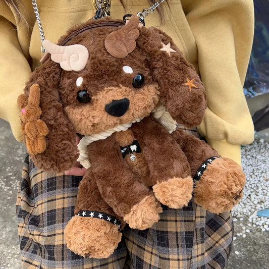 Adorable mochila de peluche de cachorro | Bolso de estilo de dibujos animados de moda