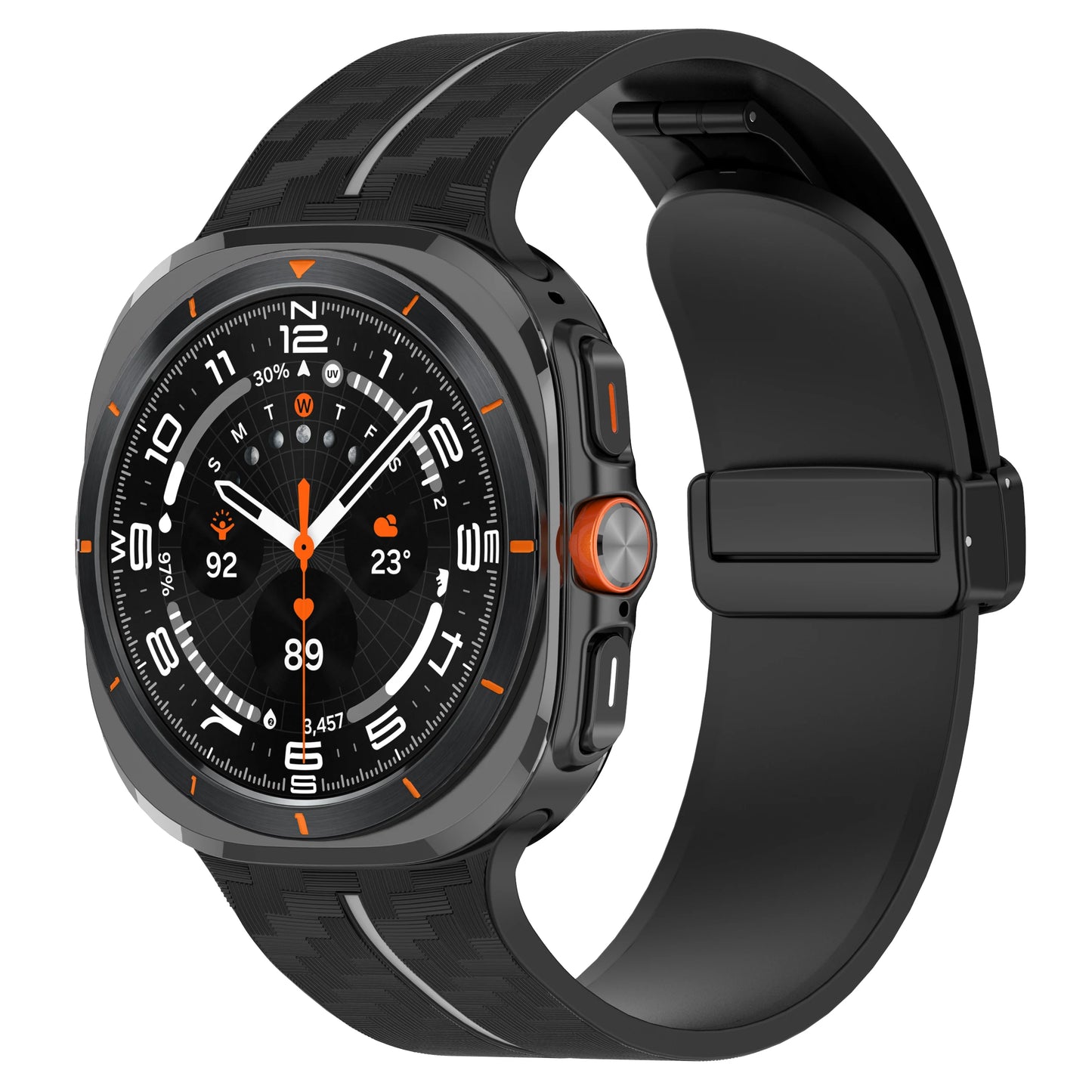 Silicone Sport Strap for 47mm Smartwatch | Magnetic Folding Clasp
