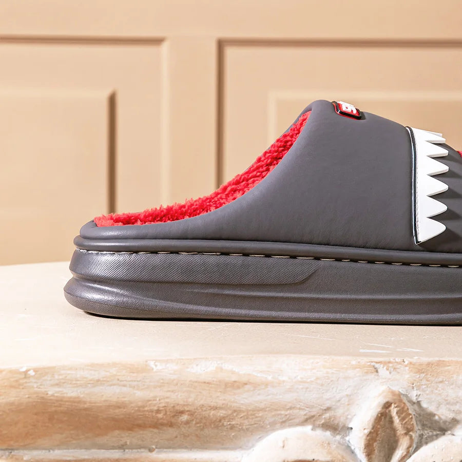 Cozy Warm Shark Design Platform Slippers for Men | Comfortable House Shoes