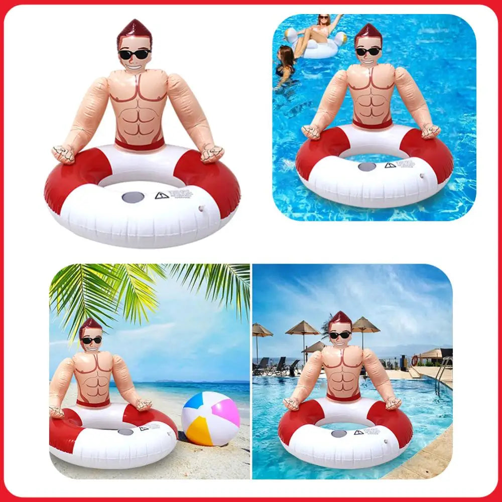 Leakproof Inflatable Swim Ring with Cup Holder - Fun Pool Float