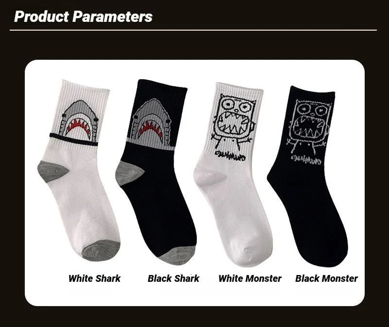 High-Quality Harajuku Shark Socks | Trendy Hip Hop Style