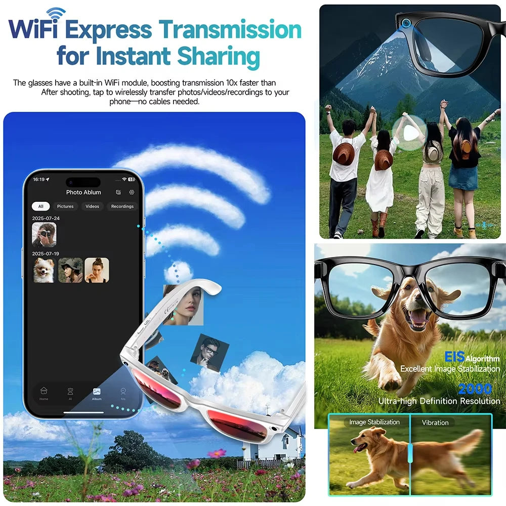 AI Smart Translation Glasses | 8MP Camera, Bluetooth & Voice Control