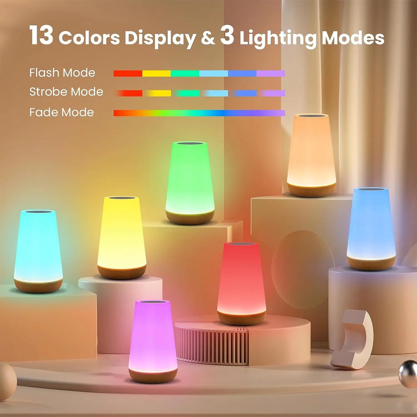 Portable RGB Night Light with Remote Control | Dimmable Touch Lamp