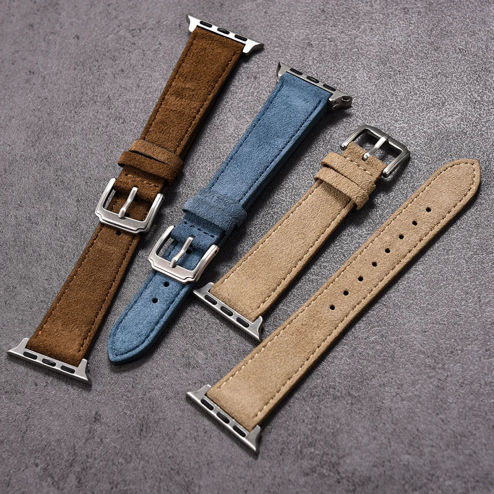 Vintage Suede Leather Strap for Smartwatches | Timeless Elegance