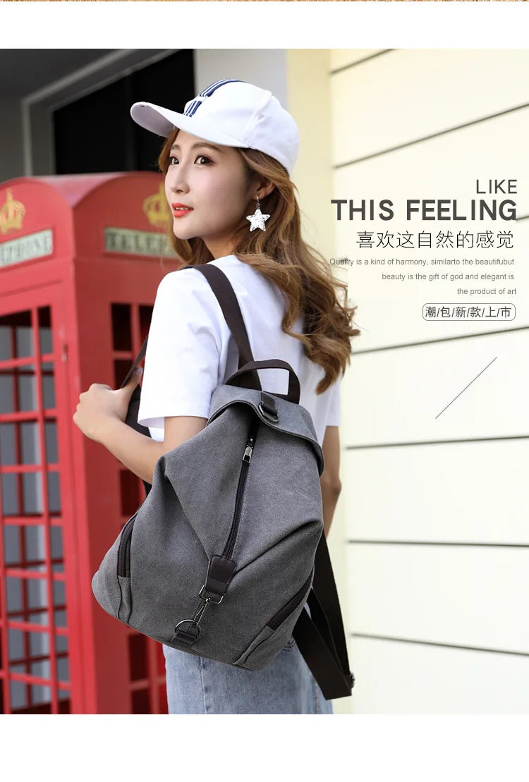Stylish Vintage Canvas Women Backpack | Fashionable Casual Bag