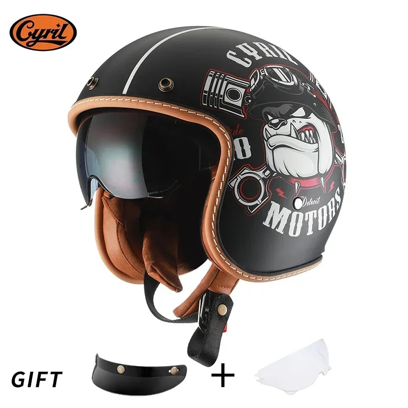Lightweight Retro Open Face Motorcycle Helmet for Men & Women