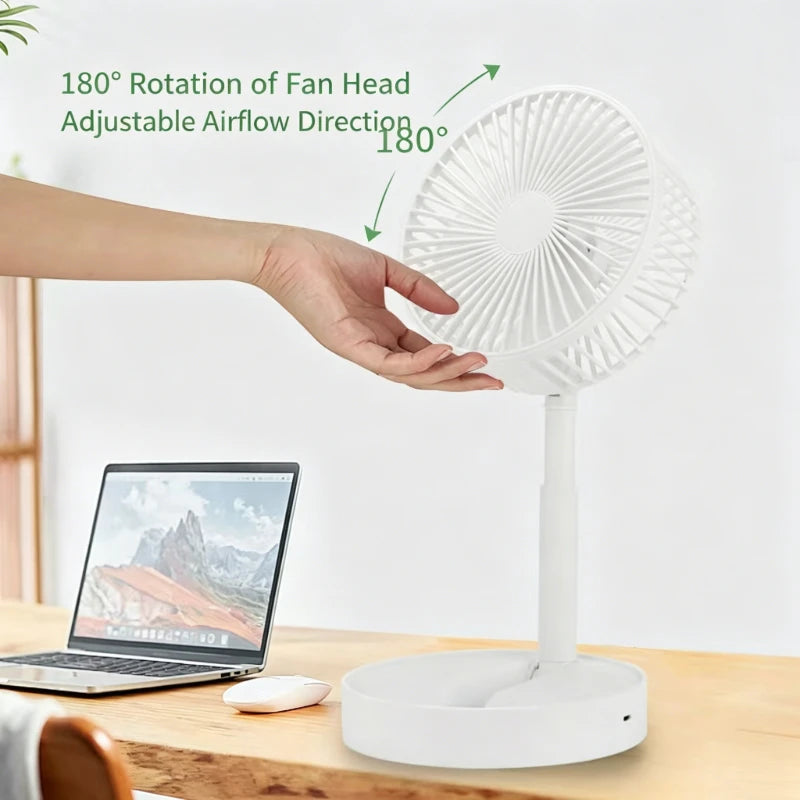 Portable Mini Desk Fan with Built-In Phone Stand | USB Rechargeable