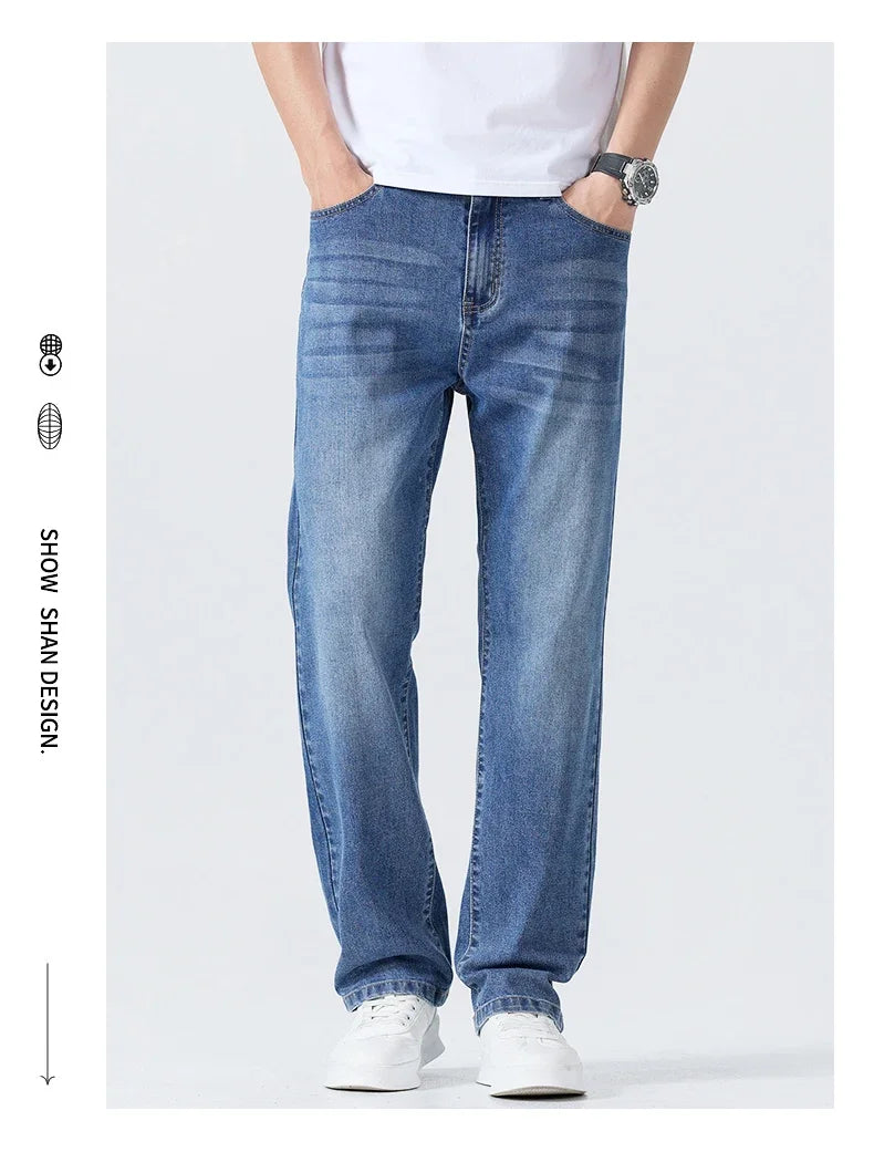 Men's Summer Thin Straight Jeans | Breathable & Comfortable Trousers