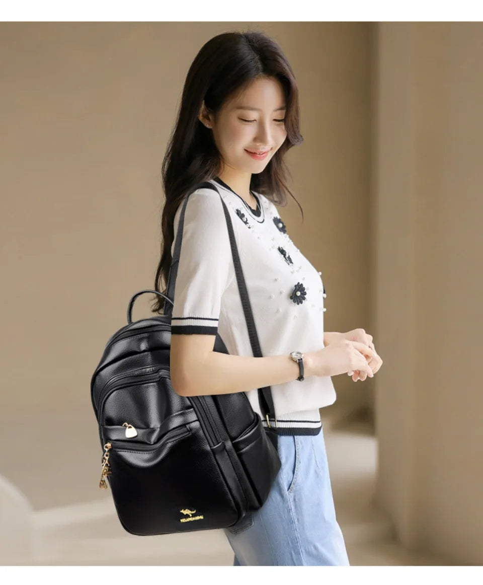 Stylish Leather Backpack for Women | Spacious Daily Use