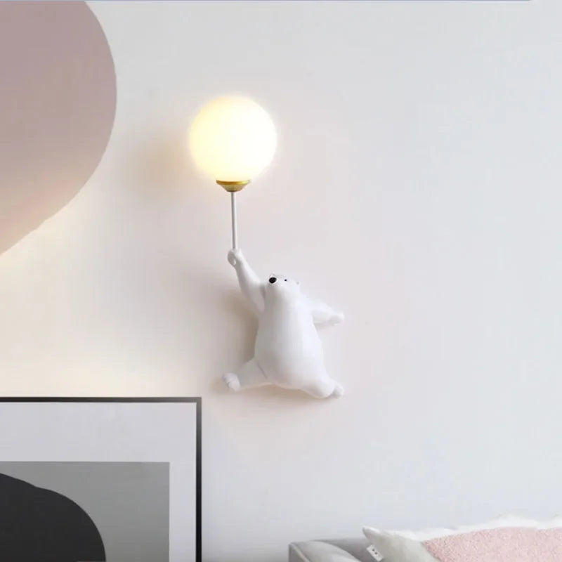 Cartoon Polar Bear LED Sconce Light | Fun Bedroom Decor