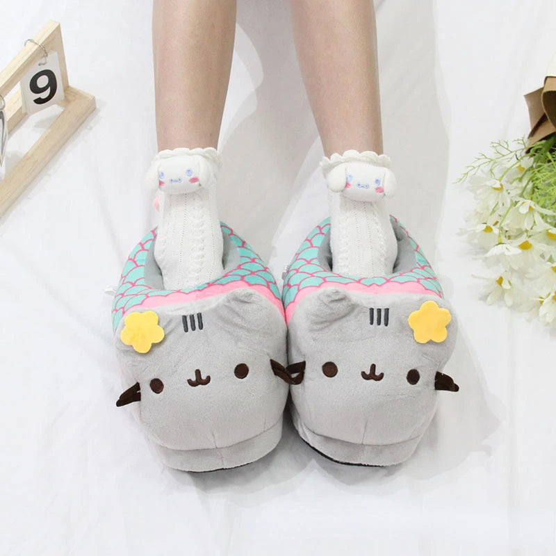 Cute Cartoon Cat Slippers | Cozy Plush Doll Indoor Shoes