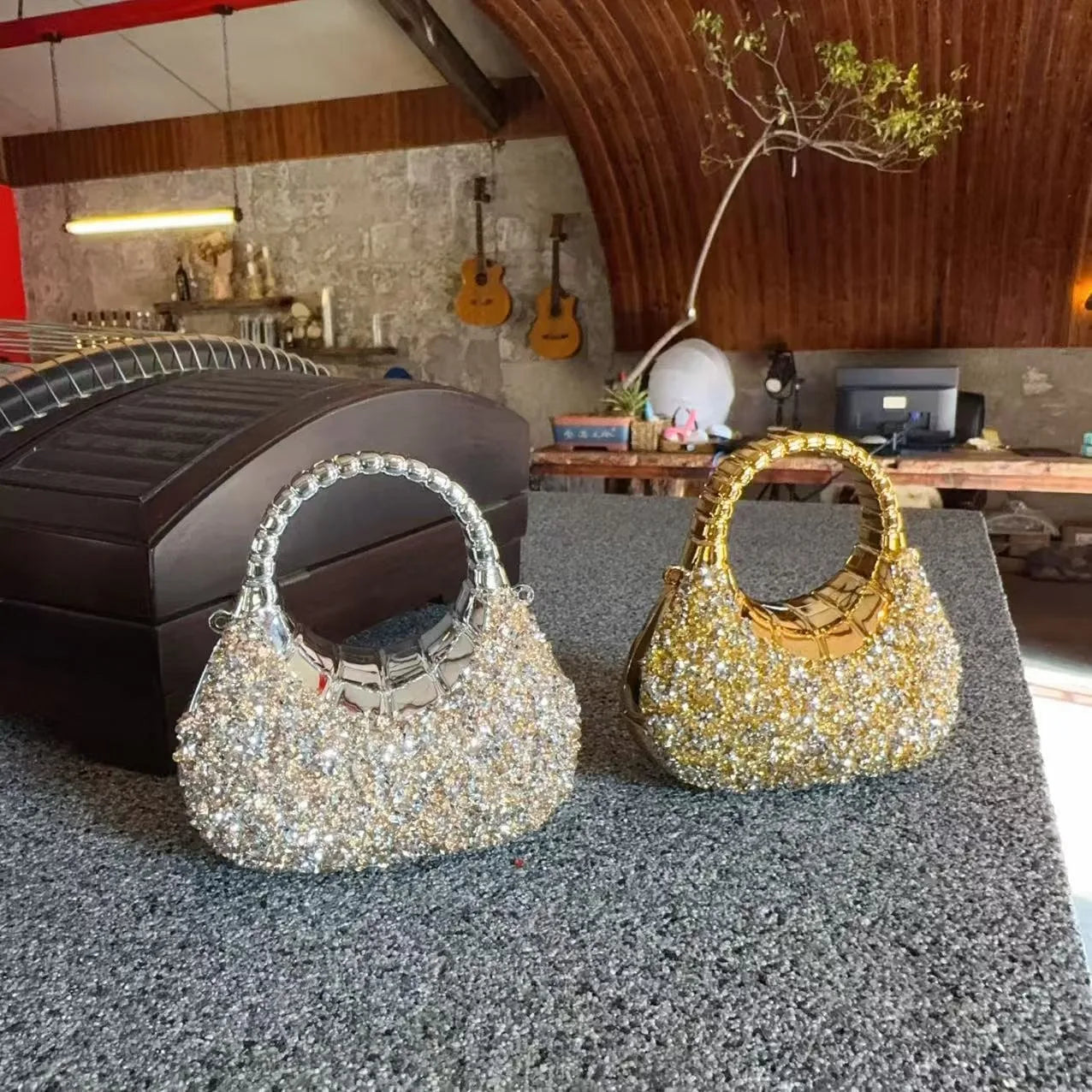 Mini Golden Pink Evening Bag | Luxury Clutch for Parties