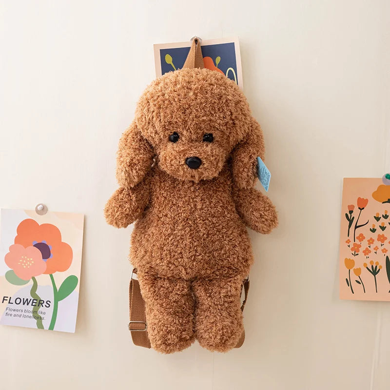 Cute Plush Teddy Dog Backpack | Adorable School Bag for Kids