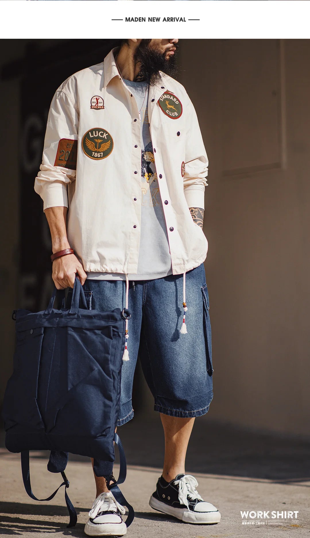 Men's Vintage Patch Embroidery Long Sleeved Shirt | Casual Style