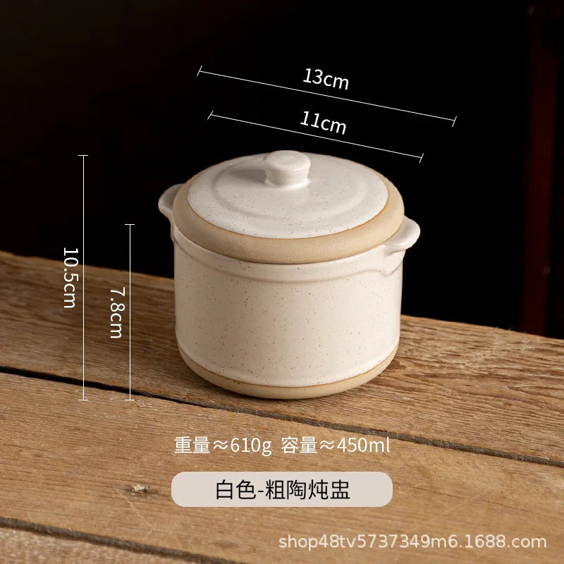 Olla para guisar de cerámica rústica japonesa | Vajilla de cerámica ecológica para horno