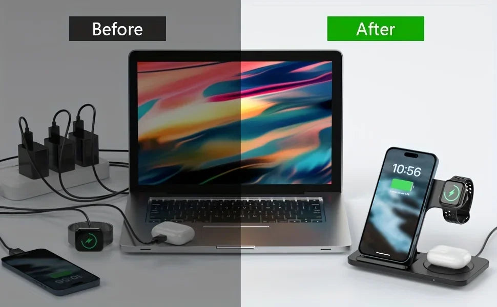 Foldable 3-in-1 Wireless Charging Station | Fast & Convenient Charging