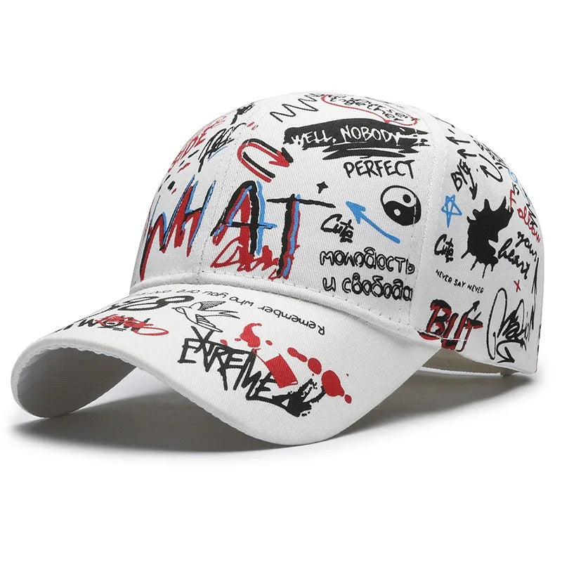 Unisex Graffiti Cotton Baseball Cap | Trendy Snapback Hat