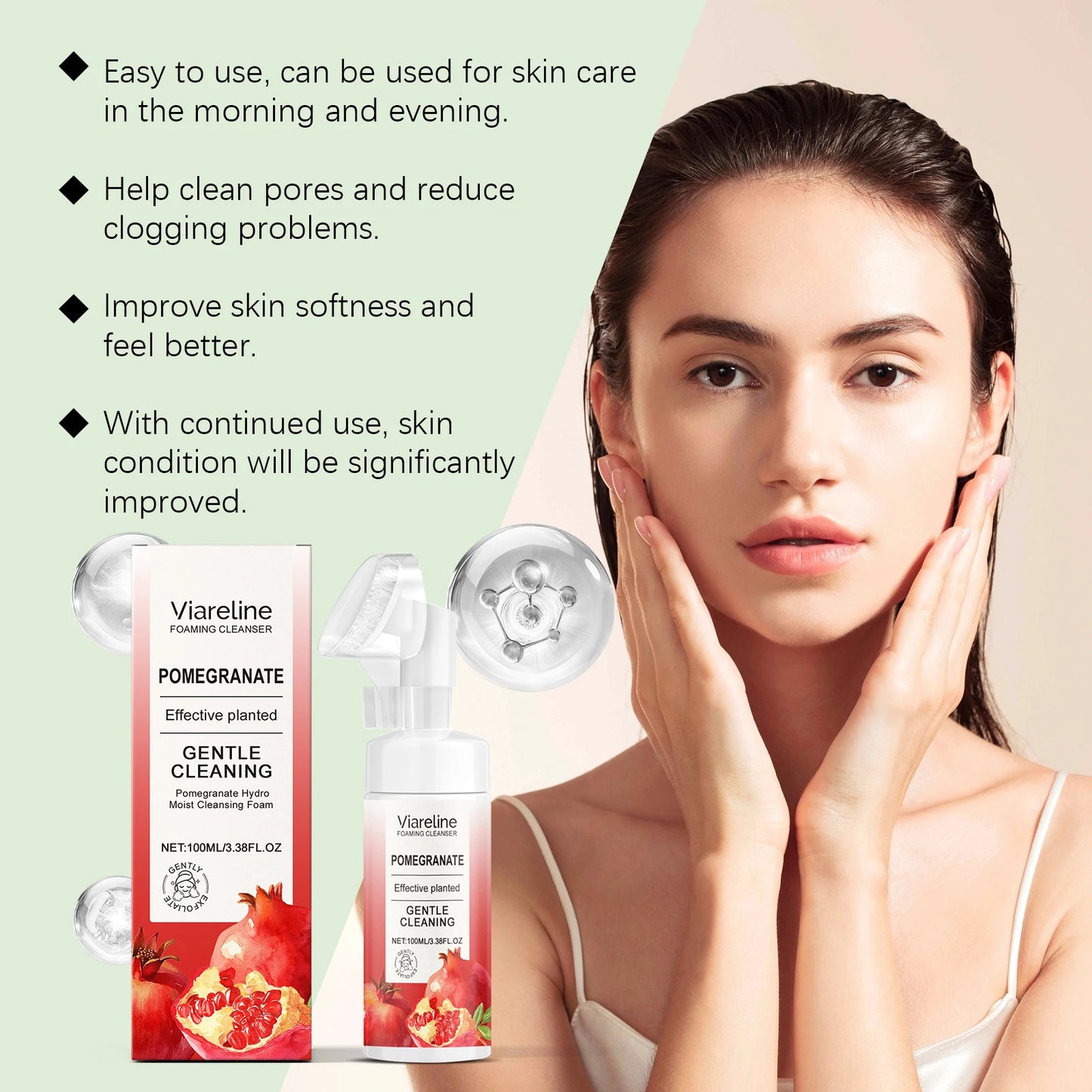 Gentle Pomegranate Foaming Facial Cleanser | Refreshing Cleanser