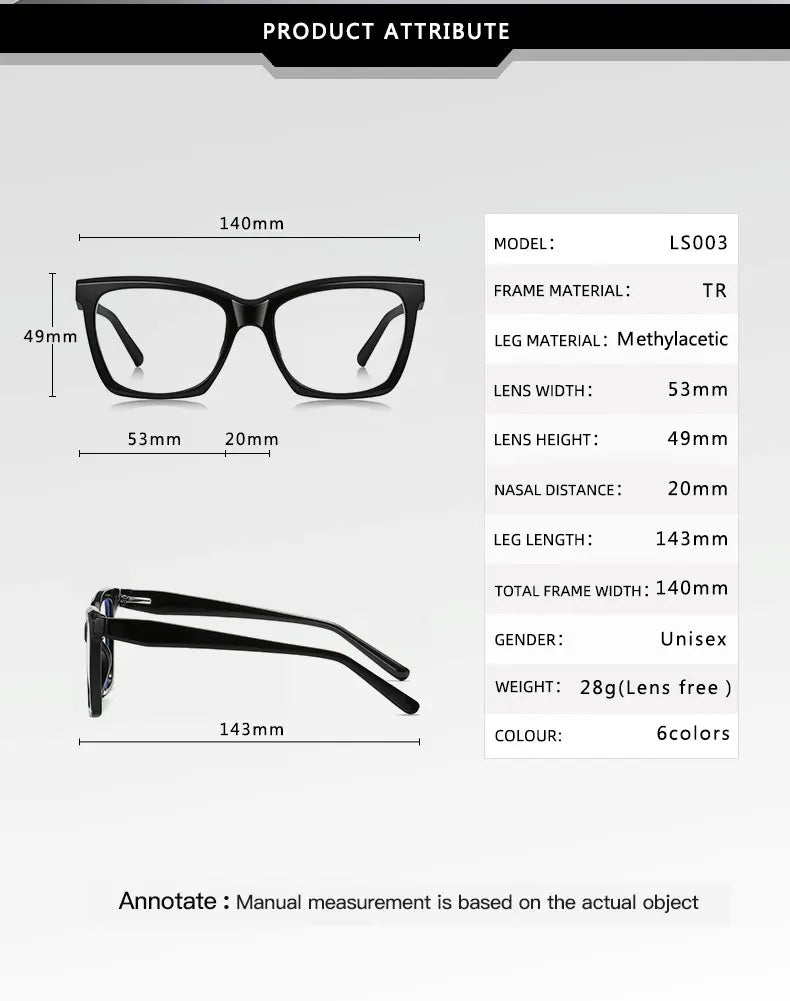 Stylish Large Frame Women's Anti-Blue Light Reading Glasses