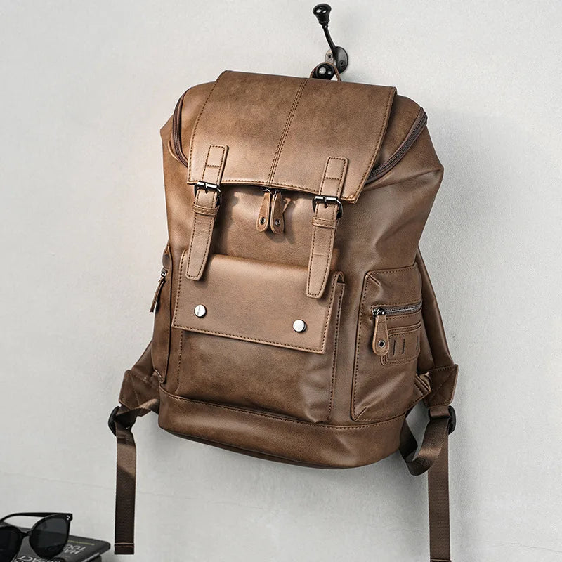 Vintage Luxury PU Leather Backpack | Large Capacity Laptop Bag