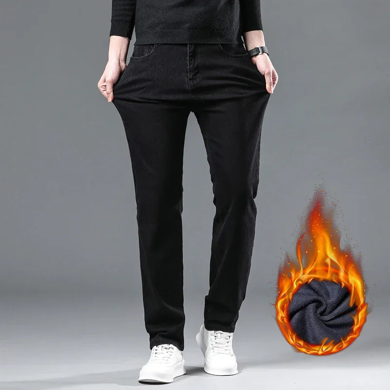 Men's Winter Velvet Pants | Warm Fleece-Lined Denim Jeans