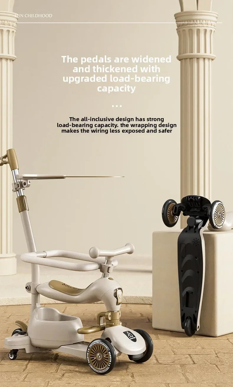 Foldable 3-Wheel Kids Scooter | Portable Musical Fun for Children
