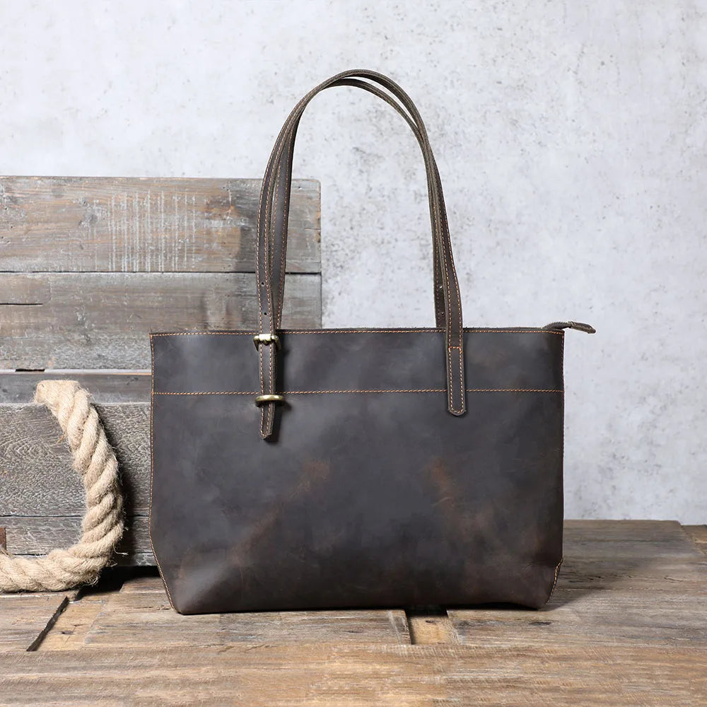 Vintage Genuine Leather Men's Tote & Briefcase | Stylish & Versatile