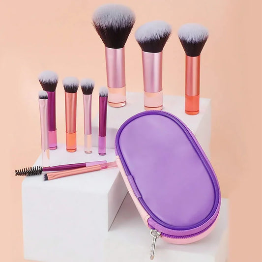 10PCS Portable Mini Makeup Brushes for Perfect Contouring