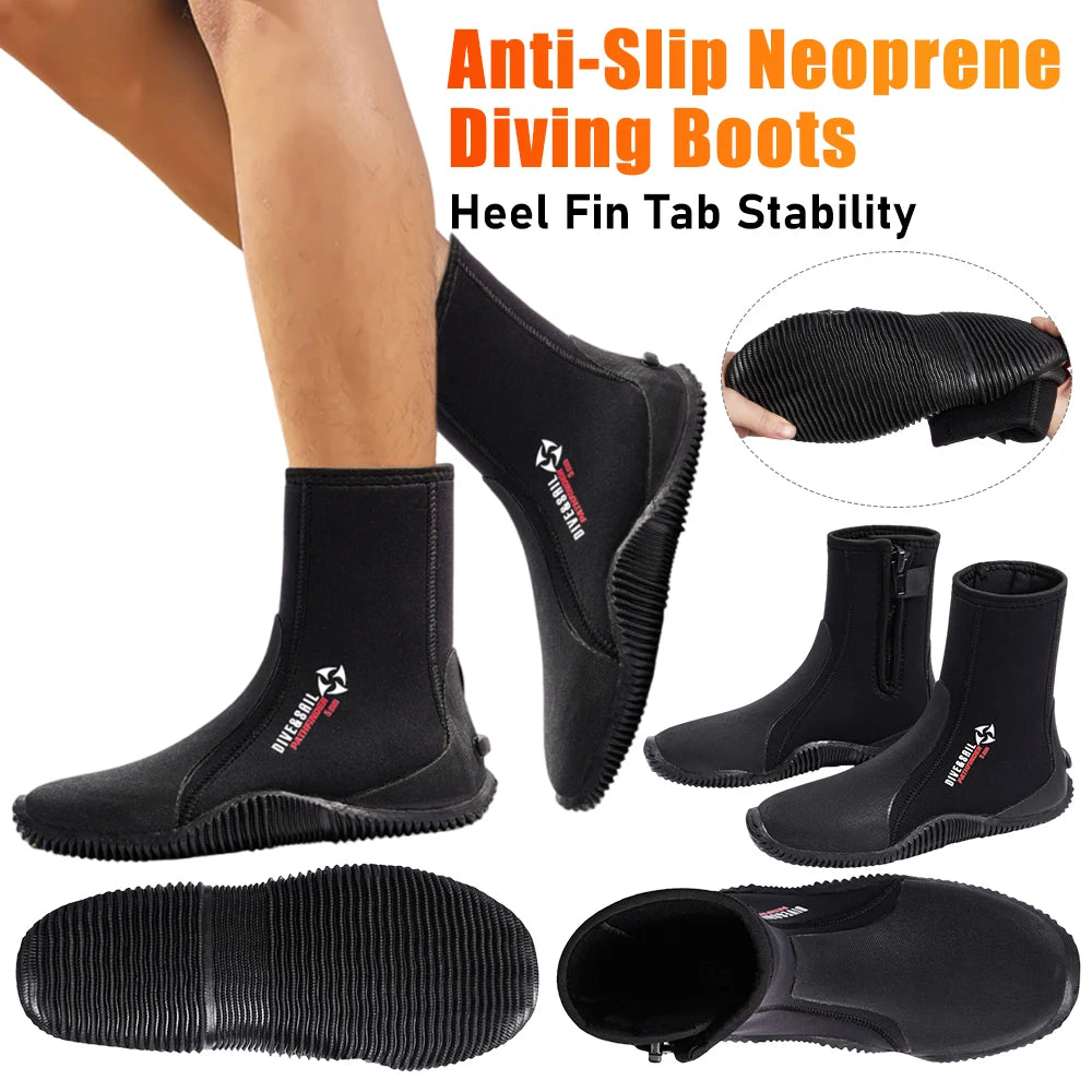 Unisex 5MM Neoprene Diving Boots | Waterproof Snorkeling Water Shoes