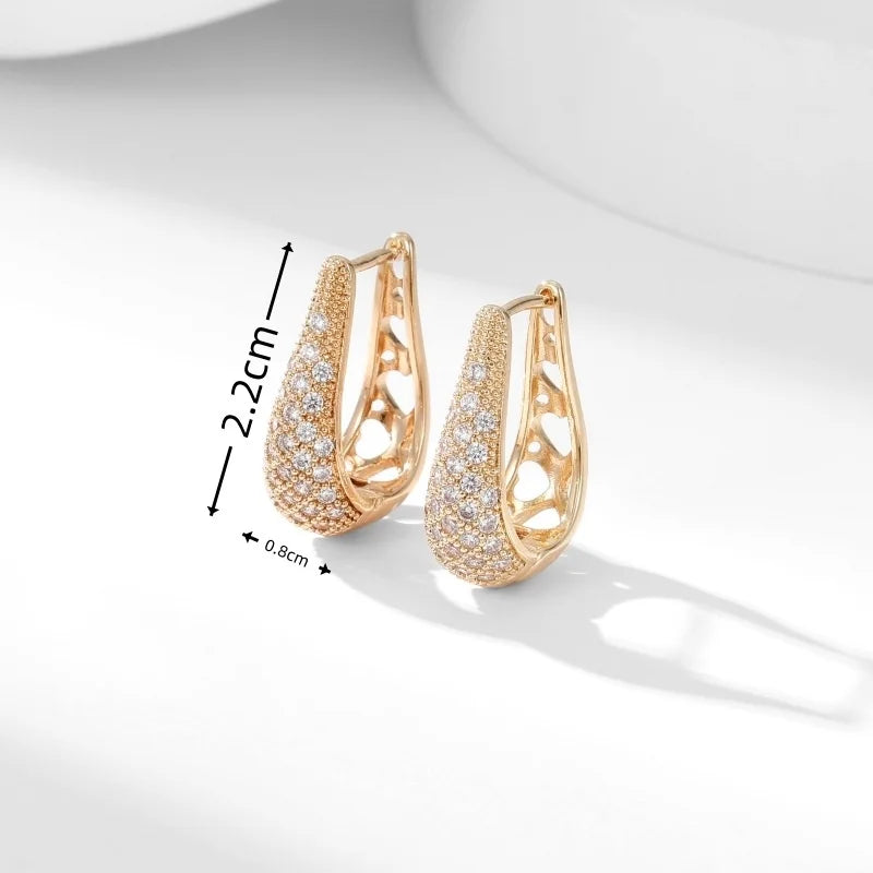 Elegant Green Crystal Hoop Earrings | Vintage Gold Color Jewelry