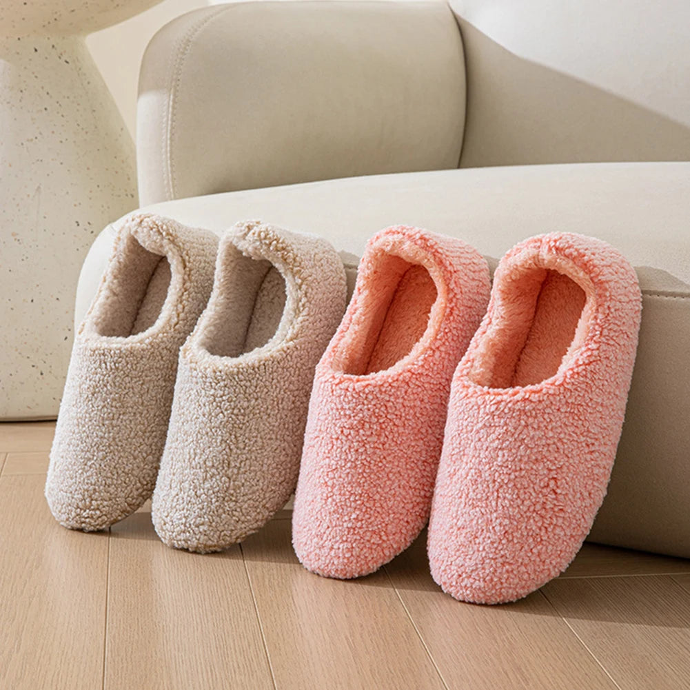 Cozy Women Plush Closed-Back Slippers | Warm Comfortable Indoor Shoes