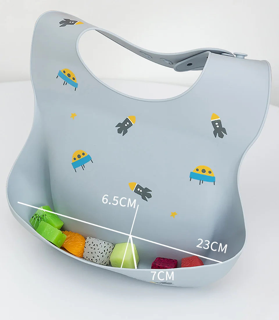 Adjustable Waterproof Silicone Baby Feeding Bibs for Kids