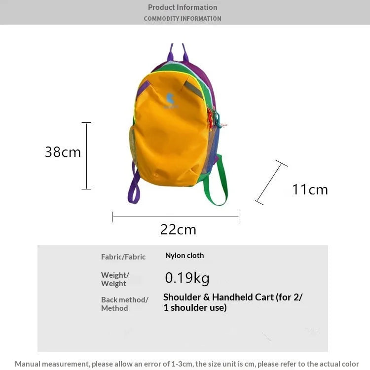 Dopamine backpack, contrasting colors, travel backpack, hiking, mountaineering, outdoor leisure, lightweight travel, study bag