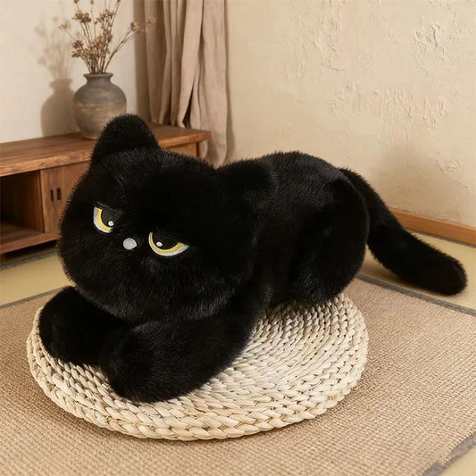 Cute Black Cat Plush Pillow | Soft Stuffed Cushion for Cat Lovers