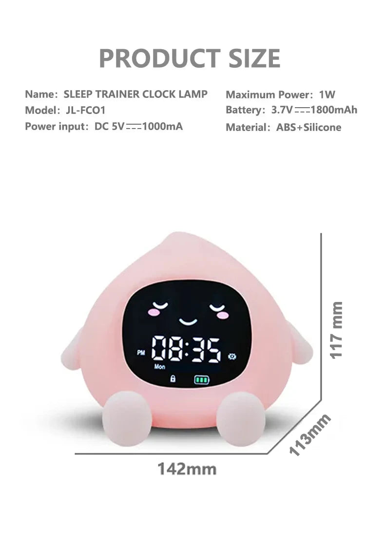 Kids Sleep Training Alarm Clock with Color Night Light & Child Lock