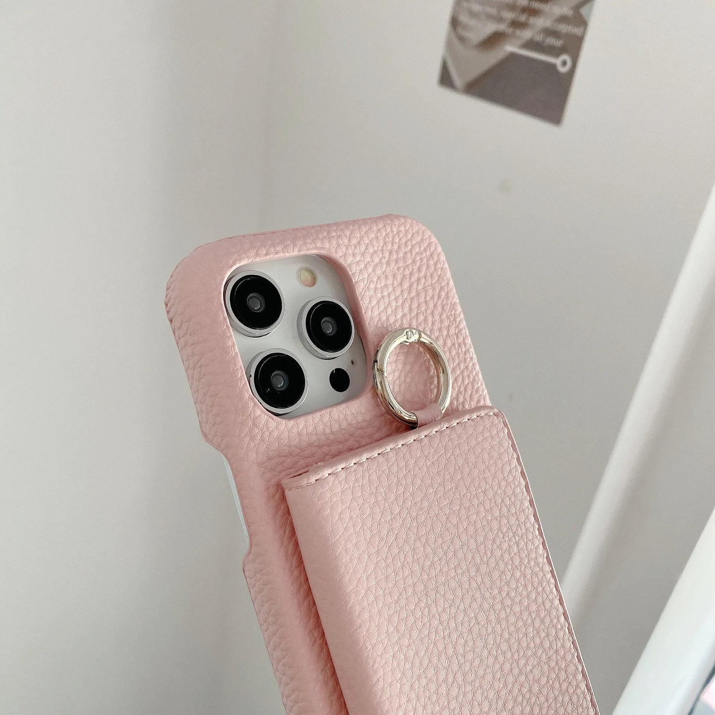 Elegant Ring Holder Mirror Card Slot Case for iPhone