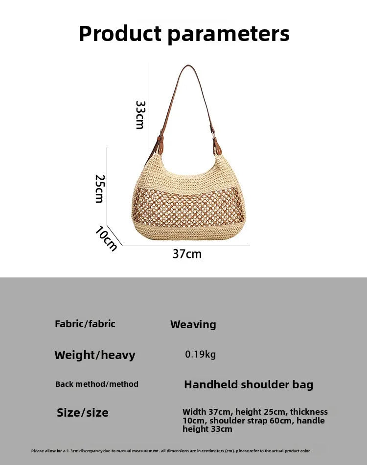 Bolso de Hombro Bohemio Tejido | Bolso de Playa de Gran Capacidad