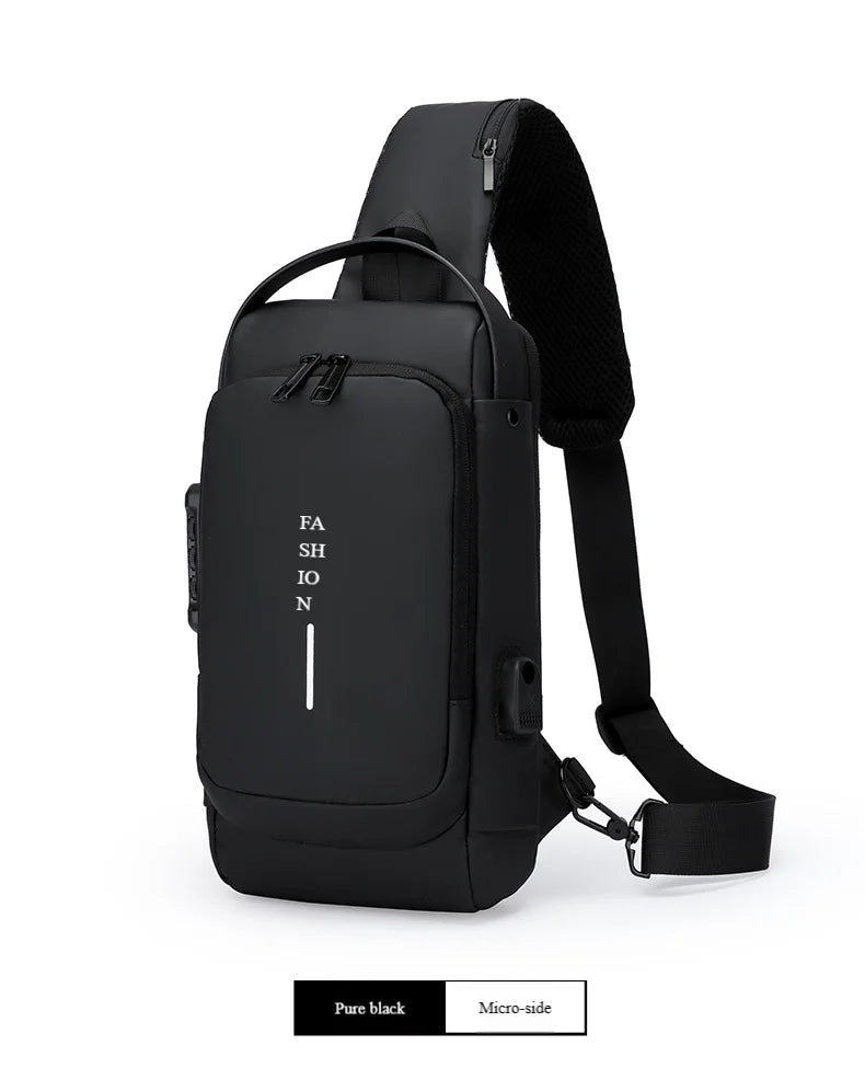 Men's Anti-Theft Chest Bag with USB Port | Waterproof Crossbody Sling