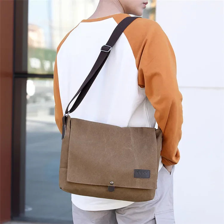 Bolso bandolera de lona de alta calidad para hombre | Elegante bolso satchel