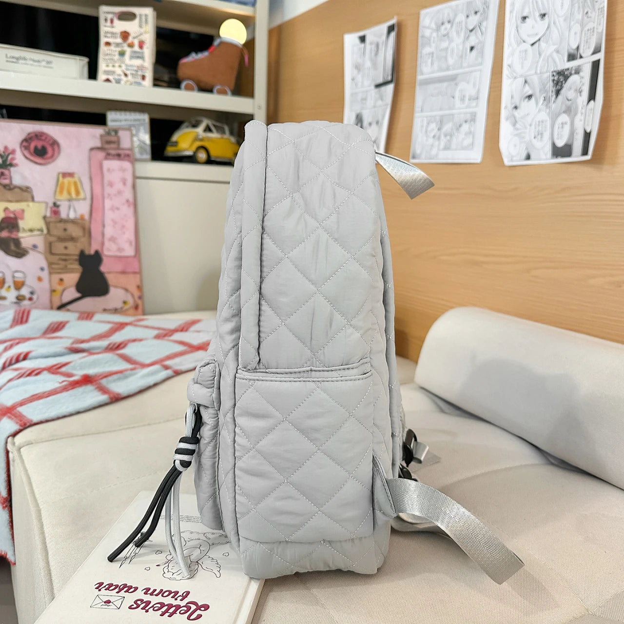 Cute Girls Quilted Backpack with Tassel Decor | Lightweight & Stylish